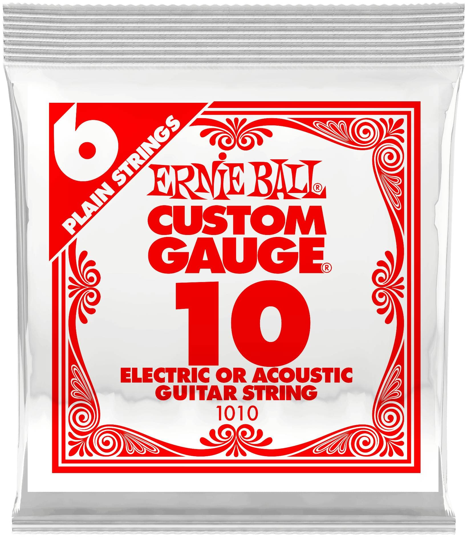 ERNIE BALL 1010 Plain Steel .010 - Струна одиночная для акустической и электрогитары