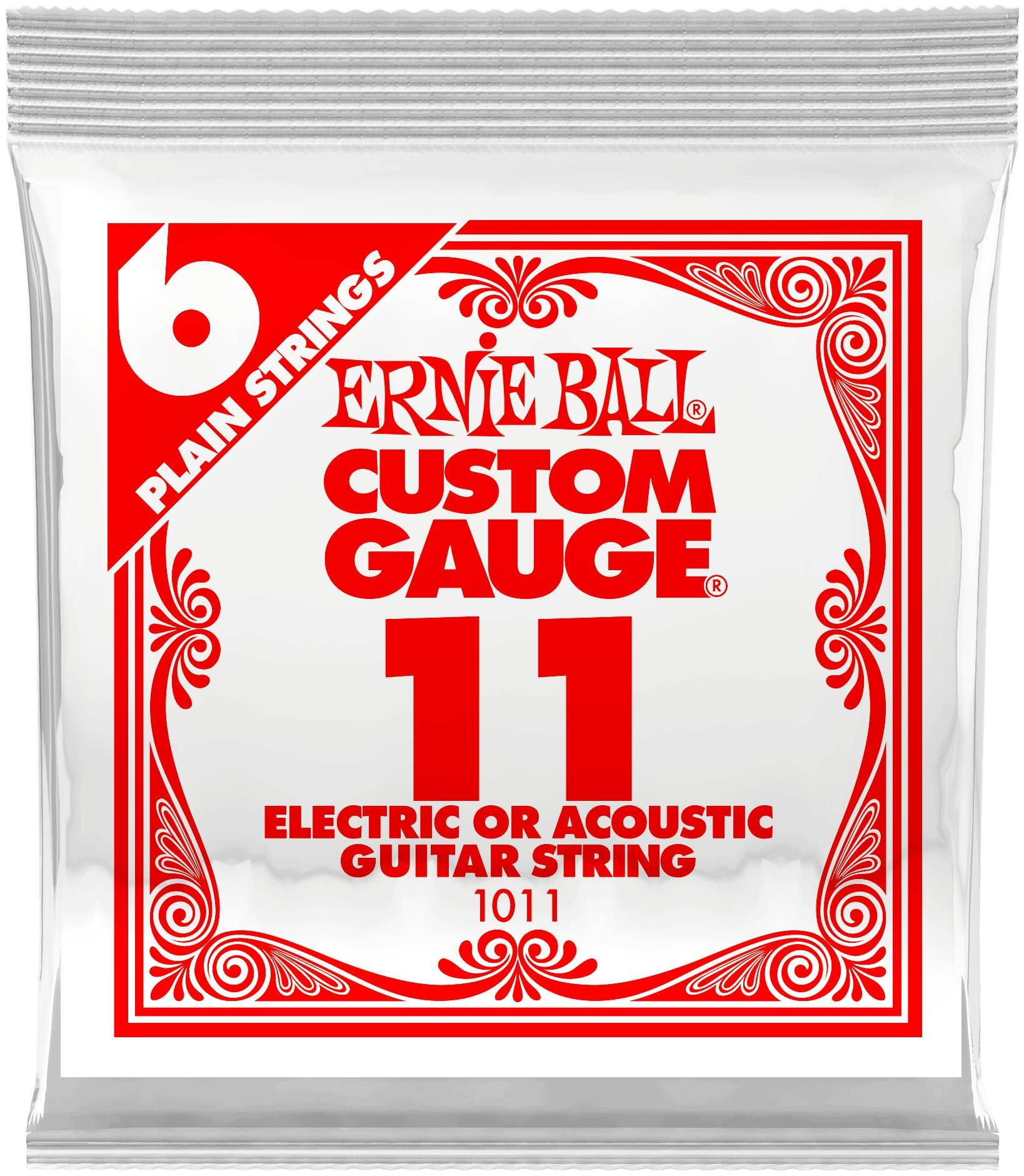 ERNIE BALL 1011 Plain Steel .011 - Струна одиночная для акустической и электрогитары