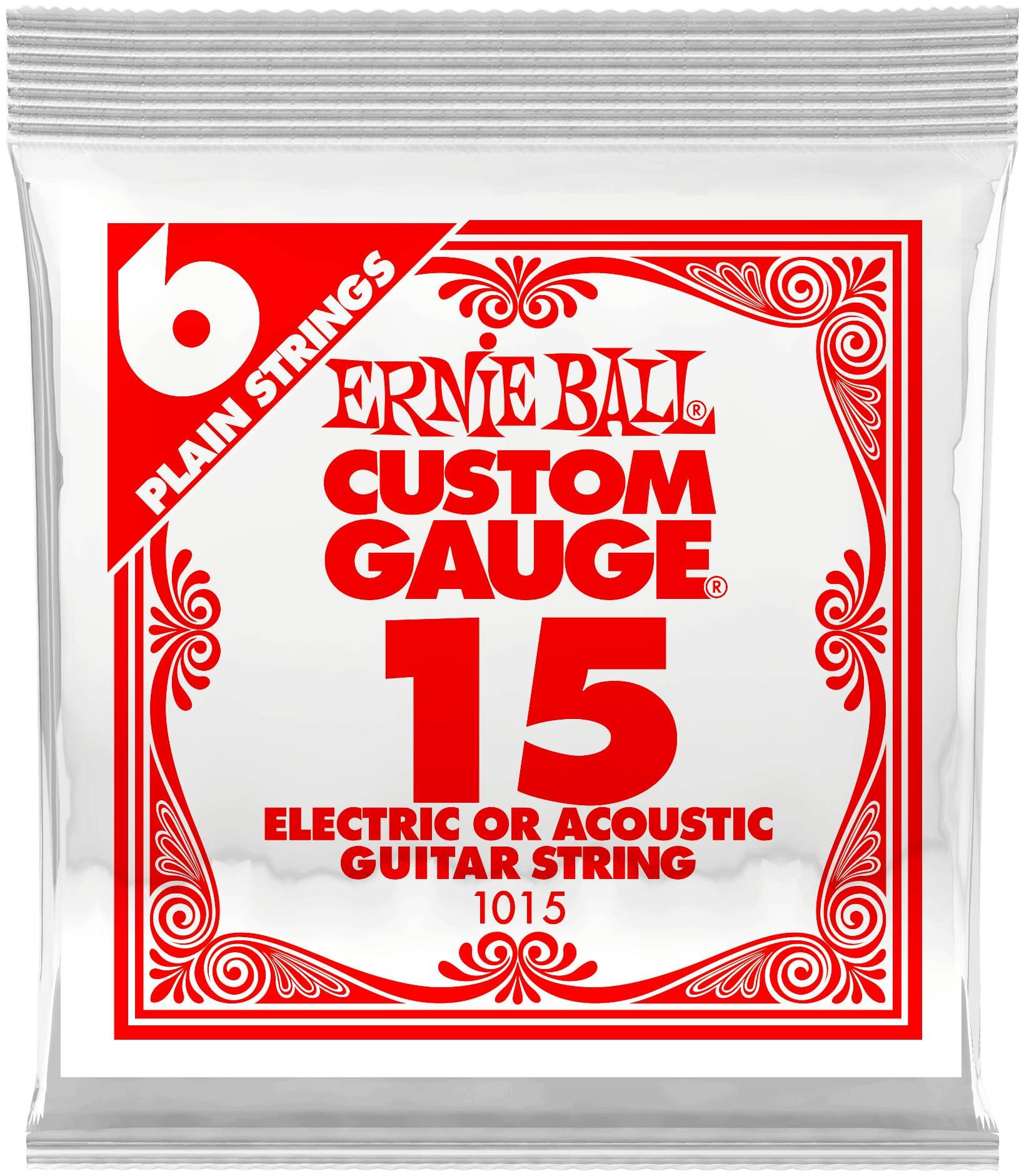 ERNIE BALL 1015 Plain Steel .015 - Струна одиночная для акустической и электрогитары