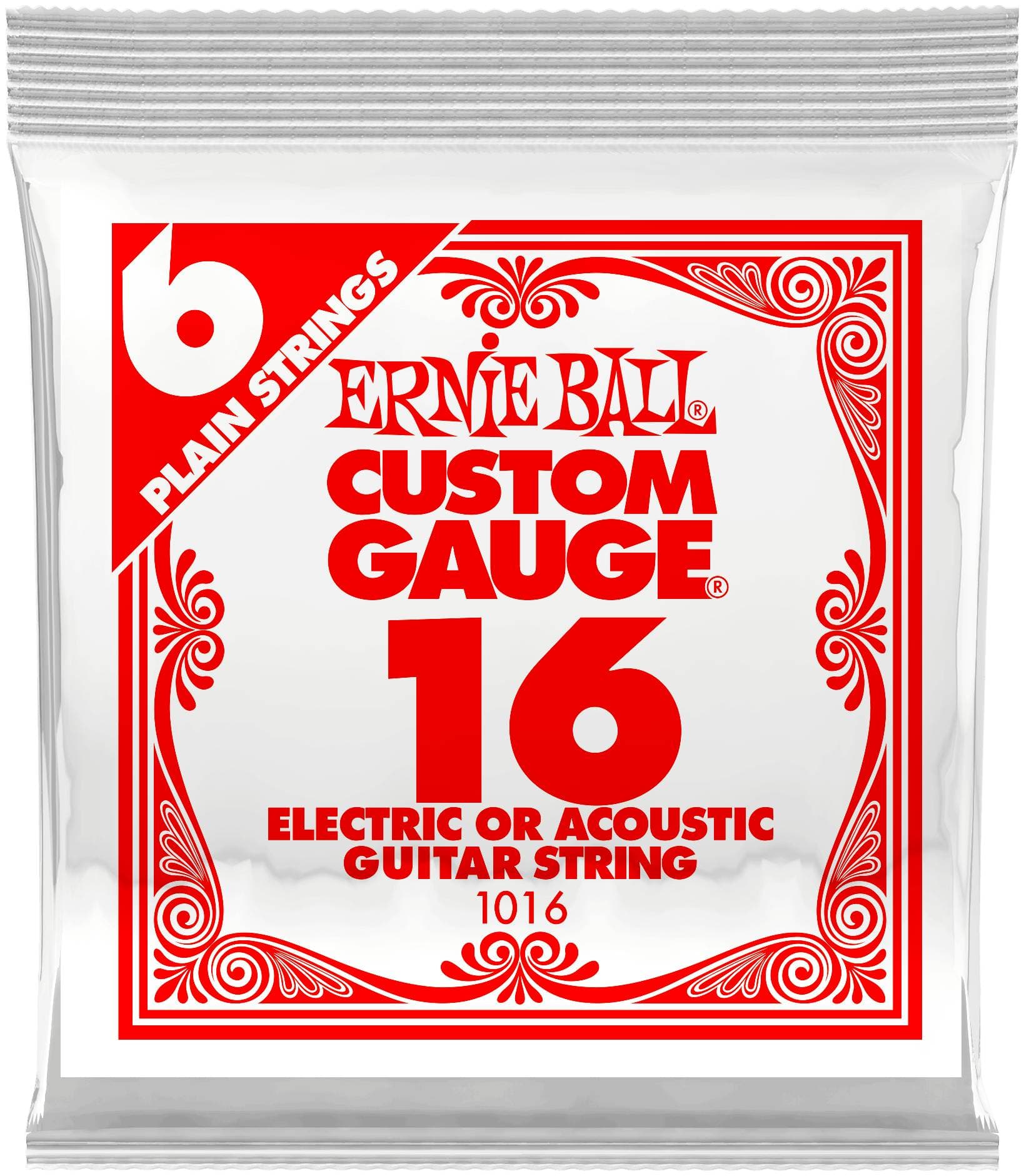 ERNIE BALL 1016 Plain Steel .016 - Струна одиночная для акустической и электрогитары