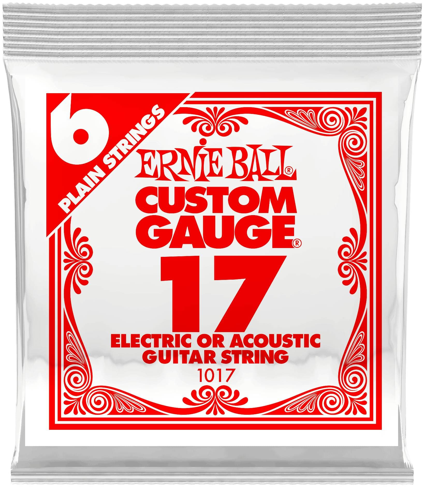 ERNIE BALL 1017 Plain Steel .017 - Струна одиночная для акустической и электрогитары