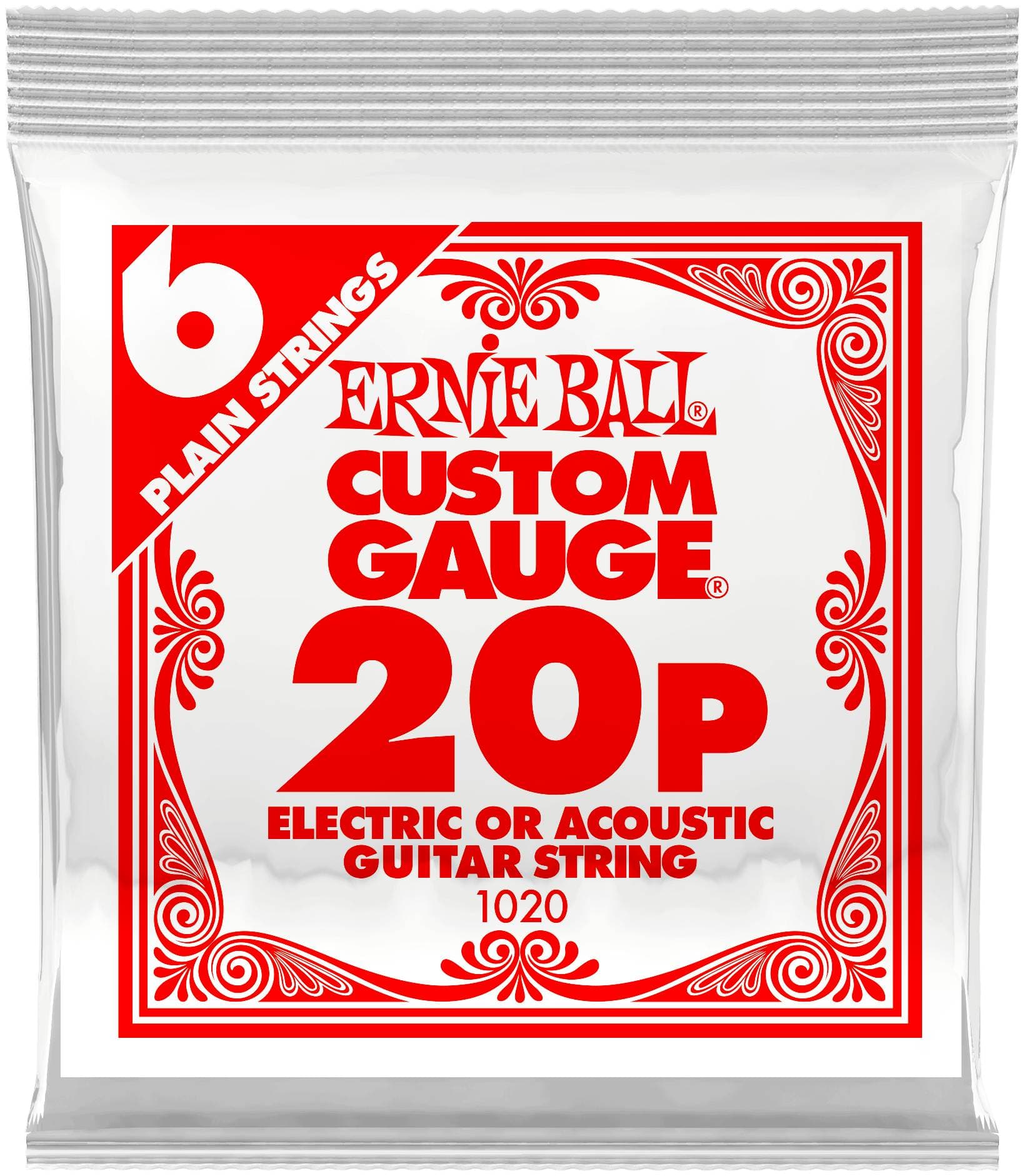 ERNIE BALL 1020 Plain Steel .020 - Струна одиночная для акустической и электрогитары