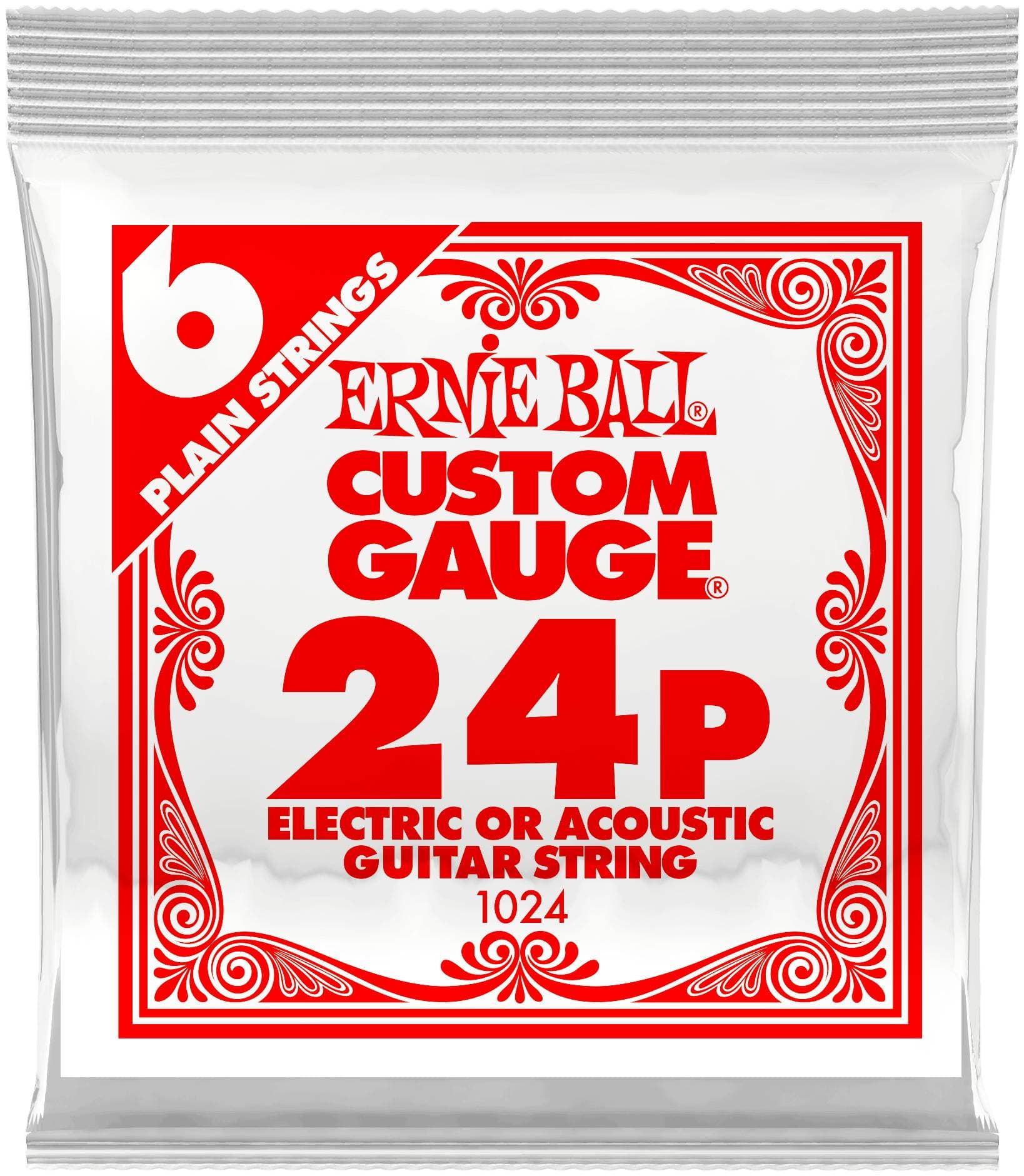 ERNIE BALL 1024 Plain Steel .024 - Струна одиночная для акустической и электрогитары