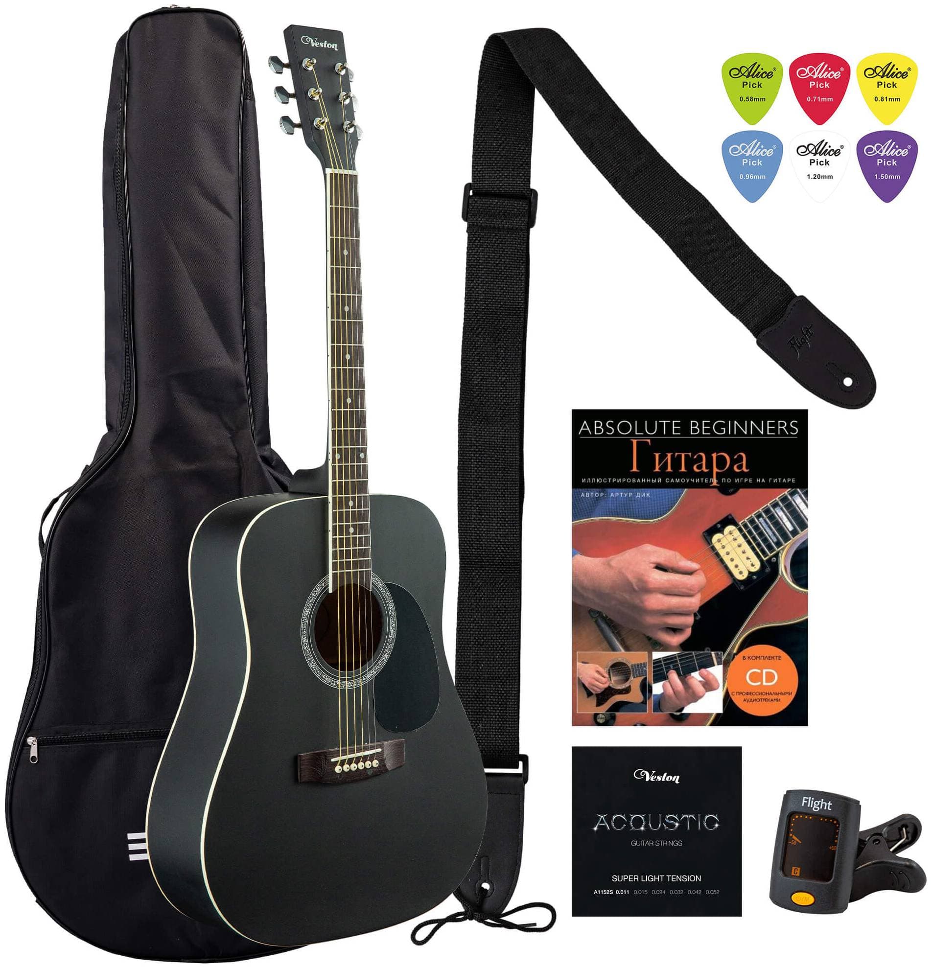 VESTON D-45 SP/BKS dPACK 1 - Гитара акустическая (набор) шестиструнная