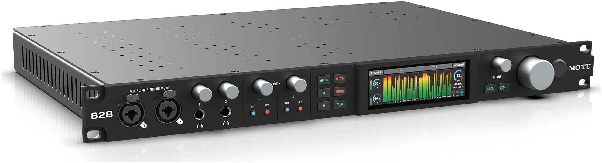 MOTU 828 - аудиоинтерфейс USB, АЦП/ЦАП: 24 бит/192 кГц, ЦАП: ESS Sabre...