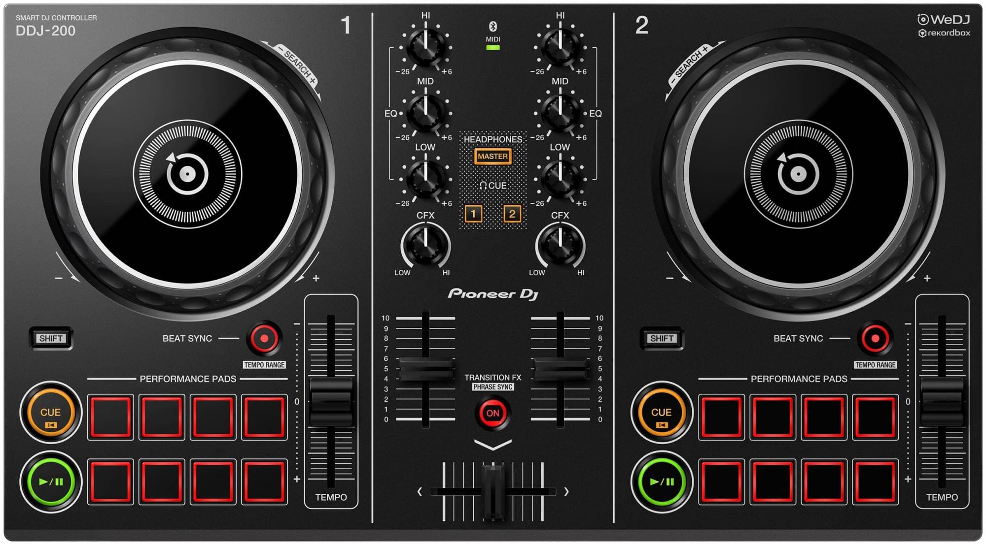 PIONEER DDJ-200 двухканальный контроллер для rekordbox dj, WeDJ, djay,...