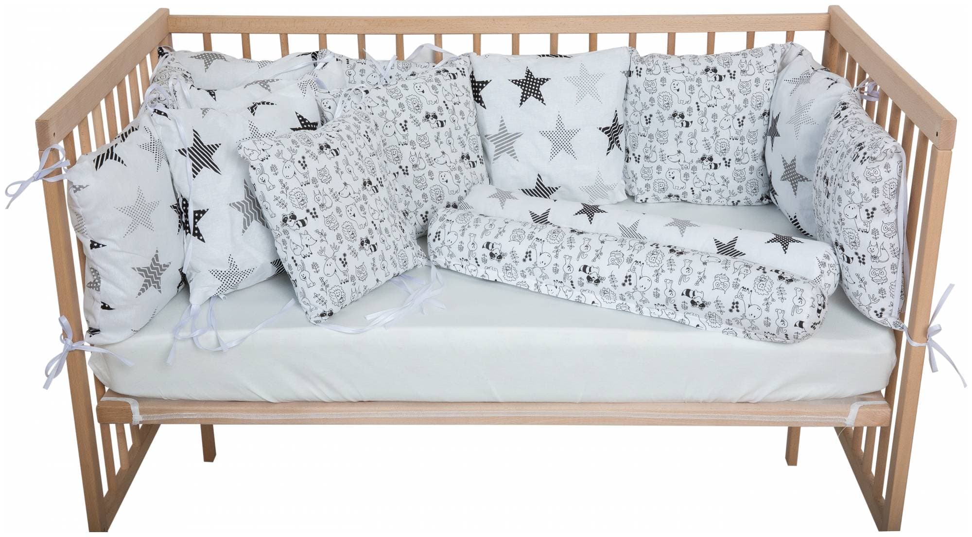 ВОМБАТИК Classic Collection Звери и звезды - Комплект подушек-бортиков 3в1(14 предметов)