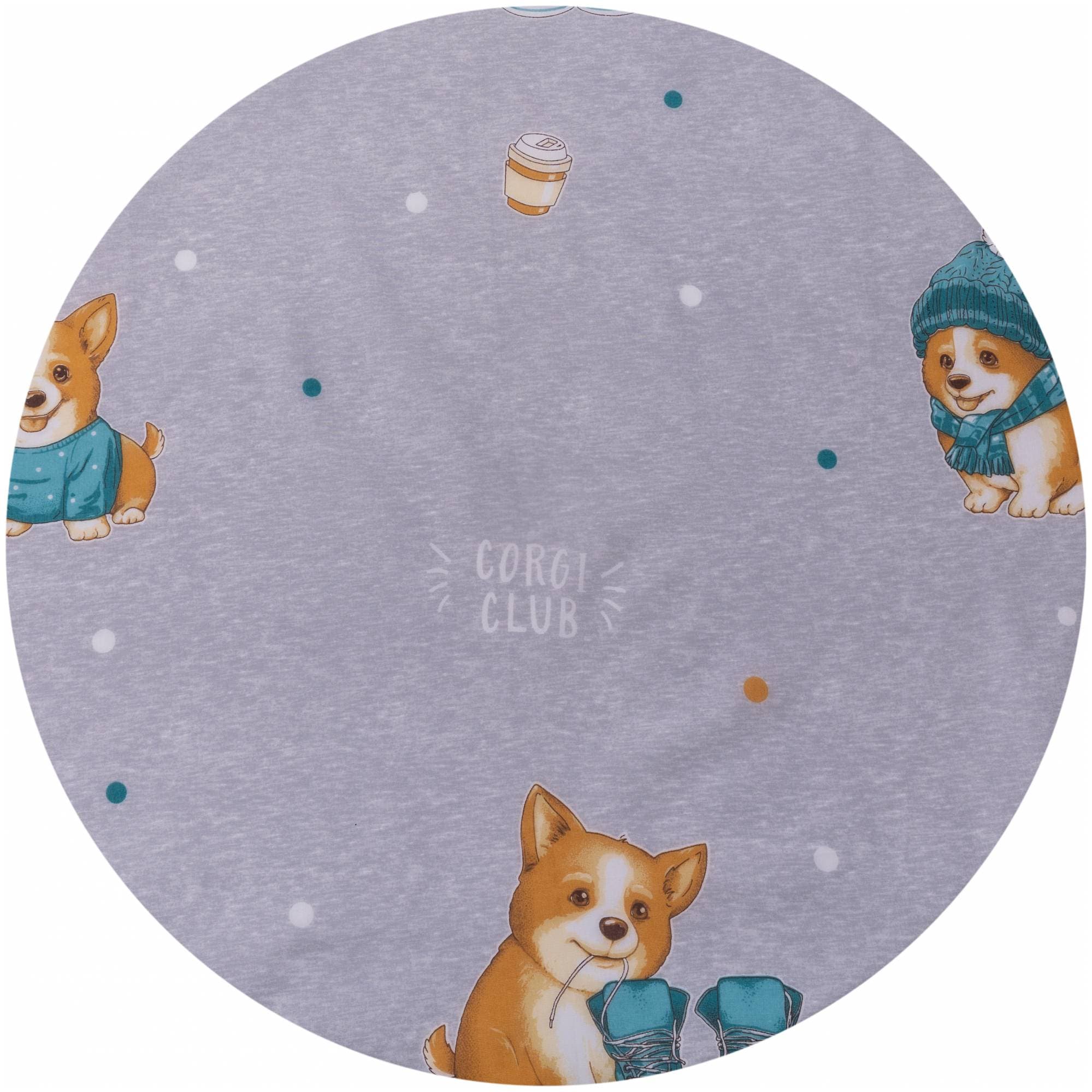 ВОМБАТИК Classic Collection Корги - Простыня на резинке 75х75х12 круглая