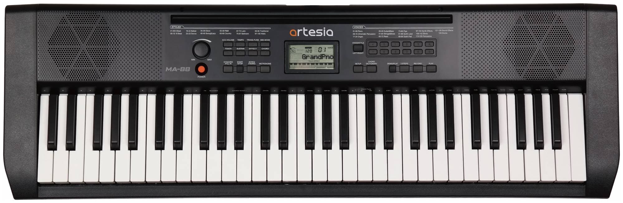 Artesia MA-88 Синтезатор, 61 динамических клавиша, ЖК дисплей, полифония 32 ноты, реверберация (8 ти
