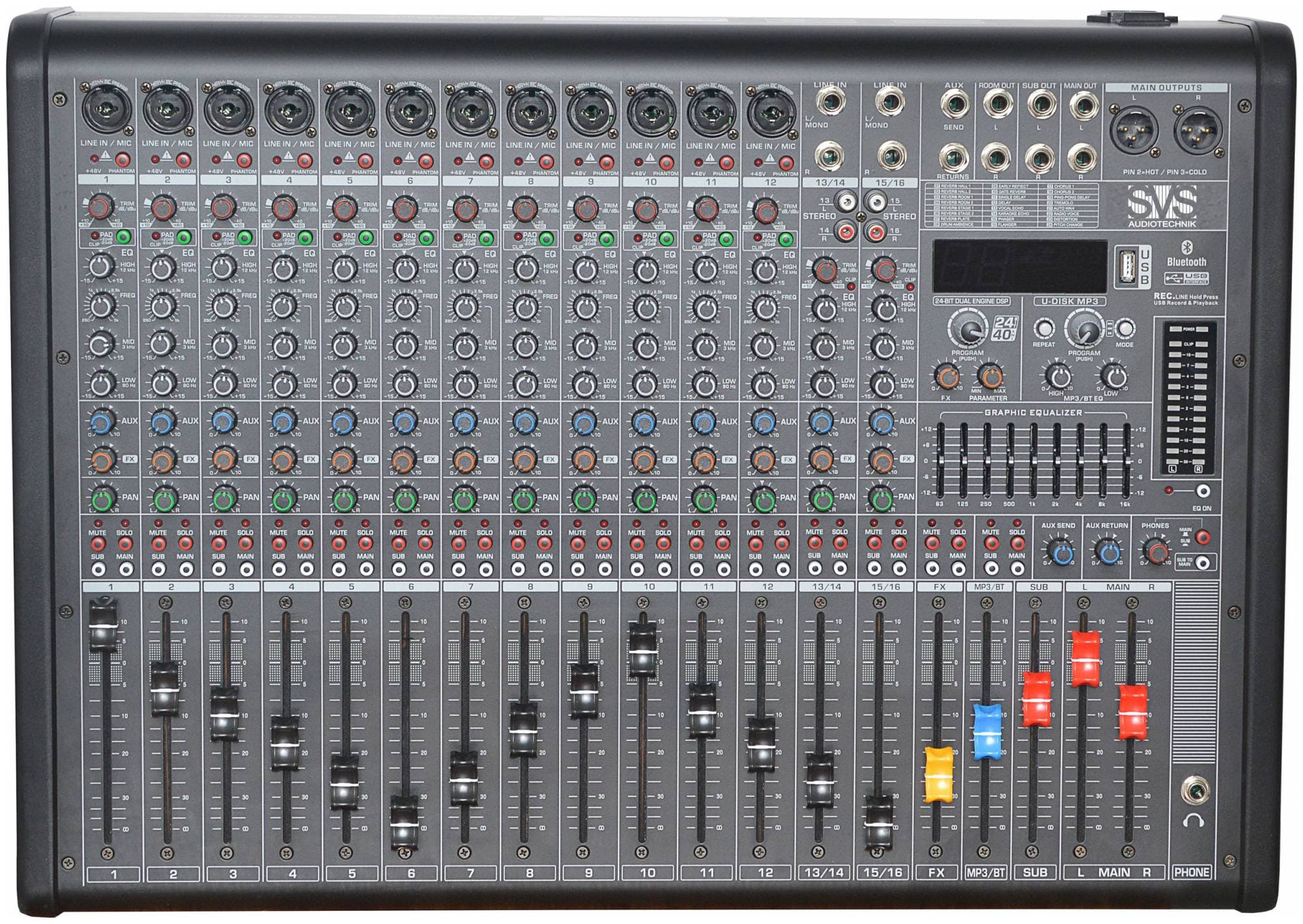 SVS AUDIOTECHNIK AM-16 Микшерный пульт аналоговый, 16-канальный, 24 DSP...